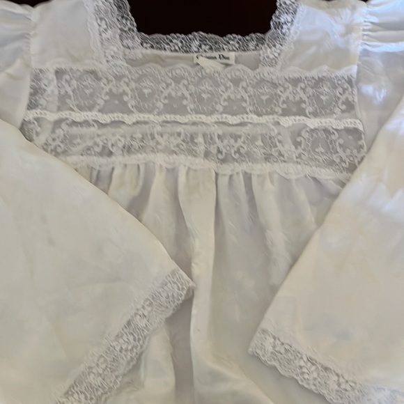 Christian Dior Vintage Maxi Silk Nightgown Lace Decorated long sleeves - Picture 4 of 6